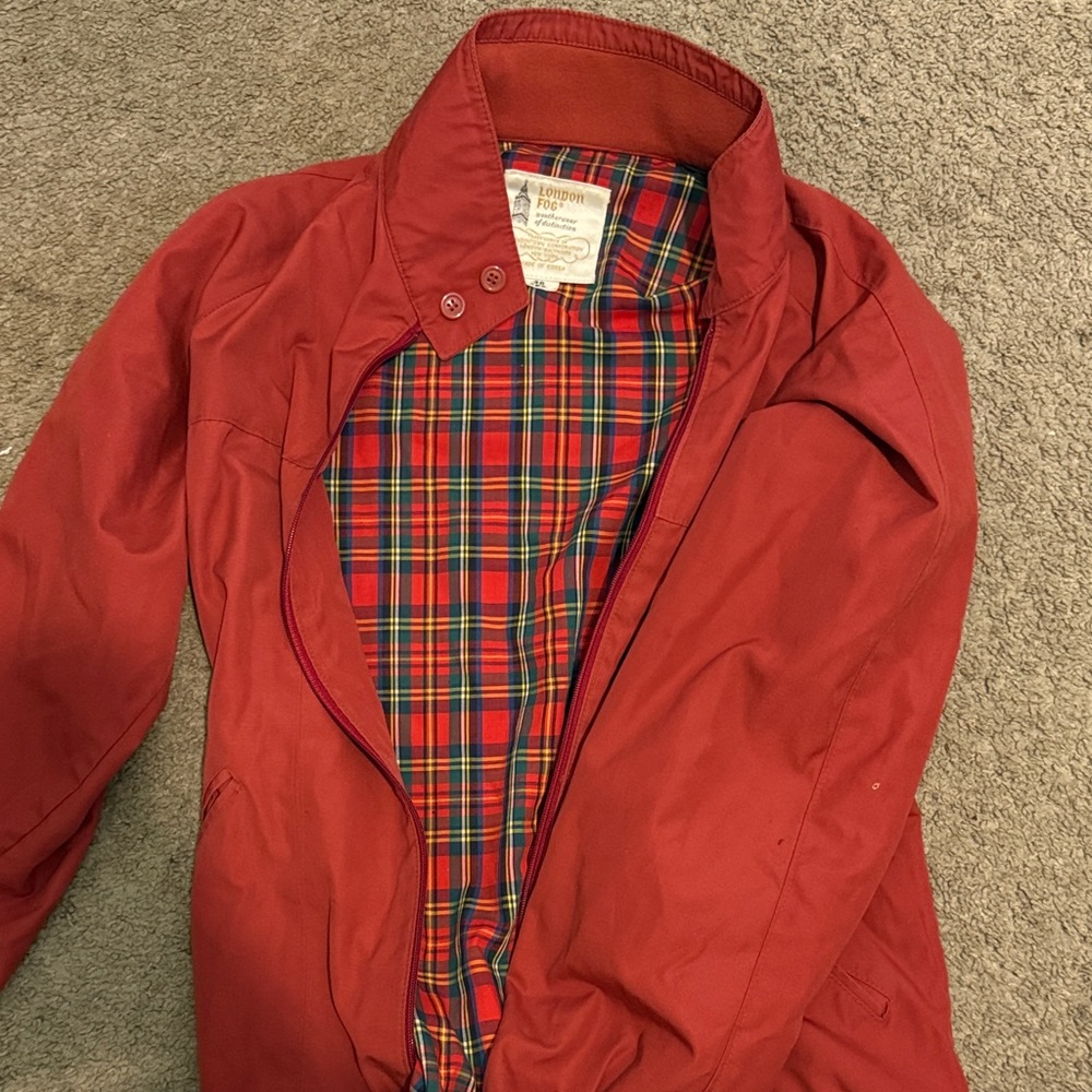 London Fog Red Jacket with Plaid Interior